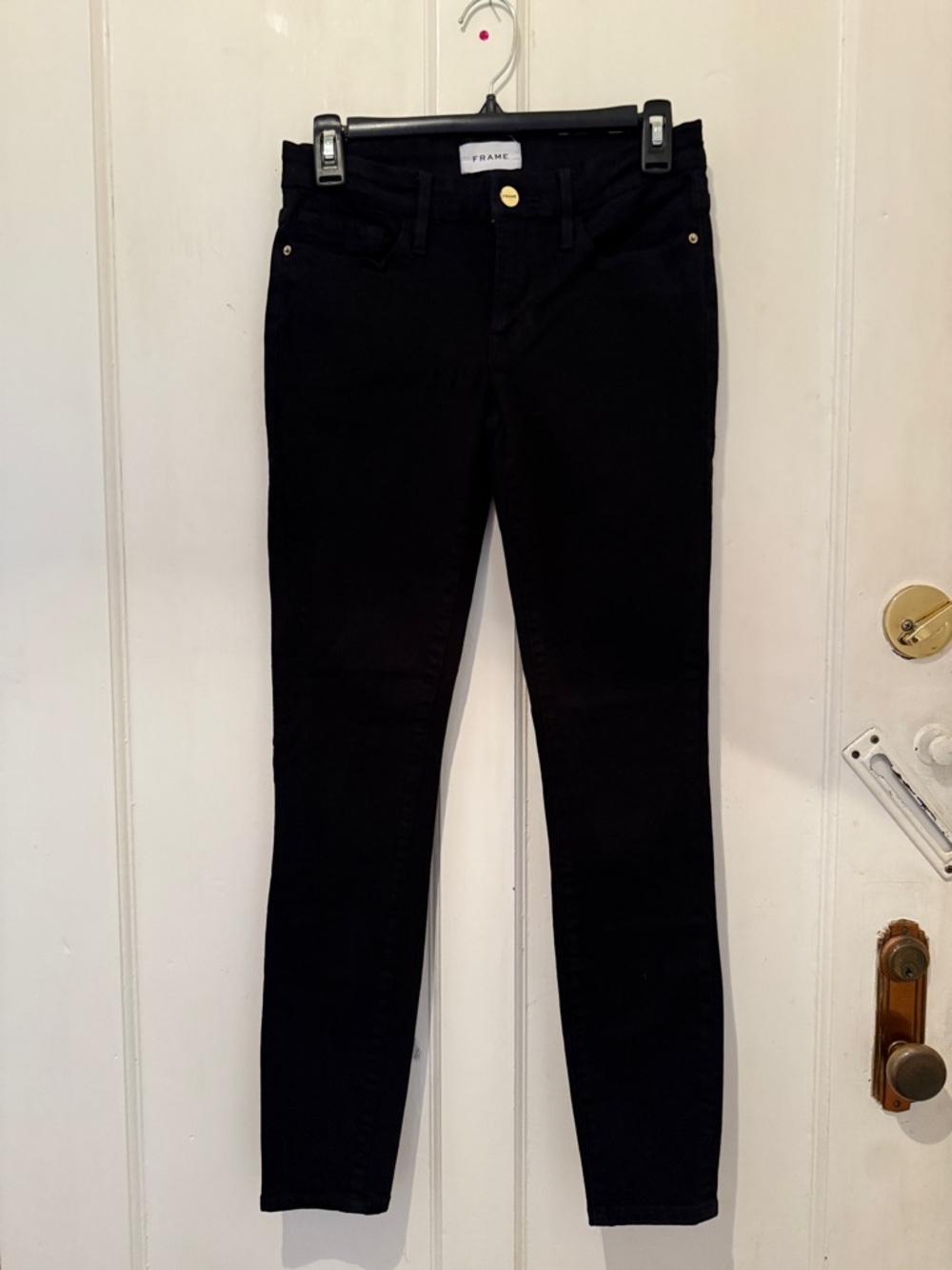FRAME Le Skinny Jeans Film Noir Black Size 27 👖 High Rise Stretch Denim